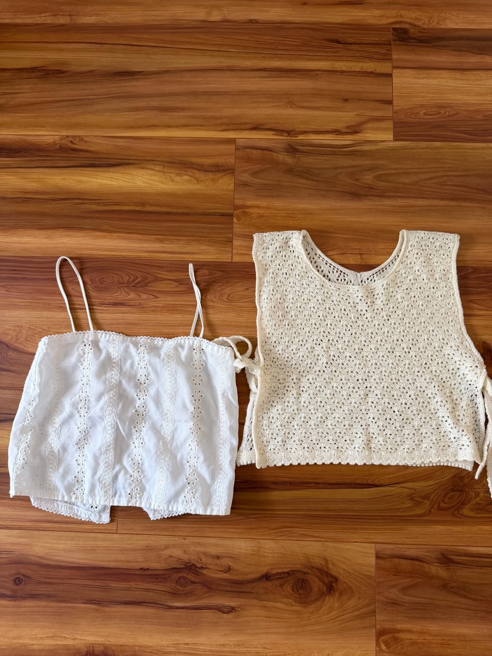 White Cotton Eyelet Tank & Crochet Vest